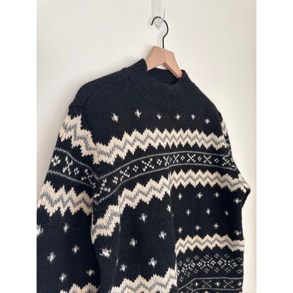 Vintage Liz Claiborne Fair Isle Oversized Wool Sweater Petite M - Picture 5 of 7
